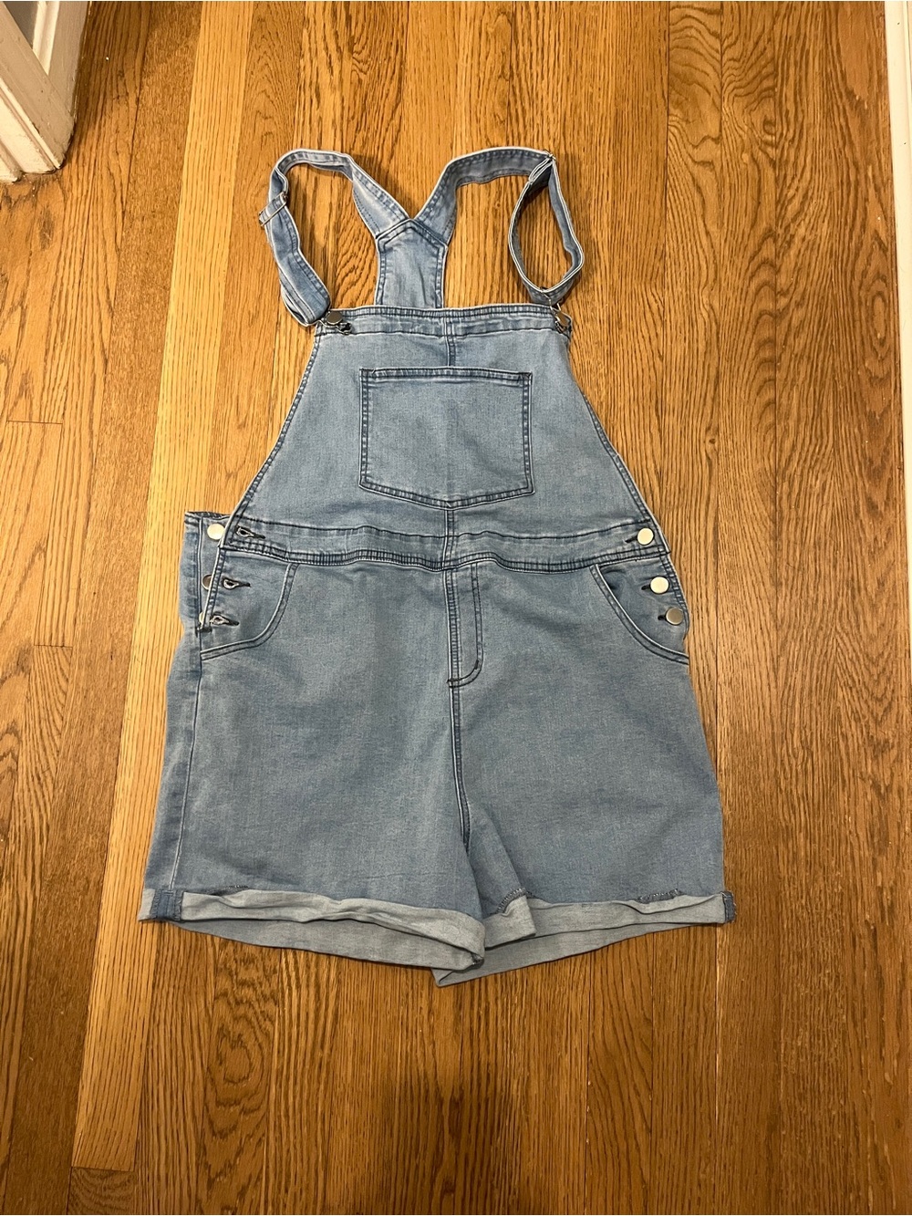 Light Blue Denim Short Overalls